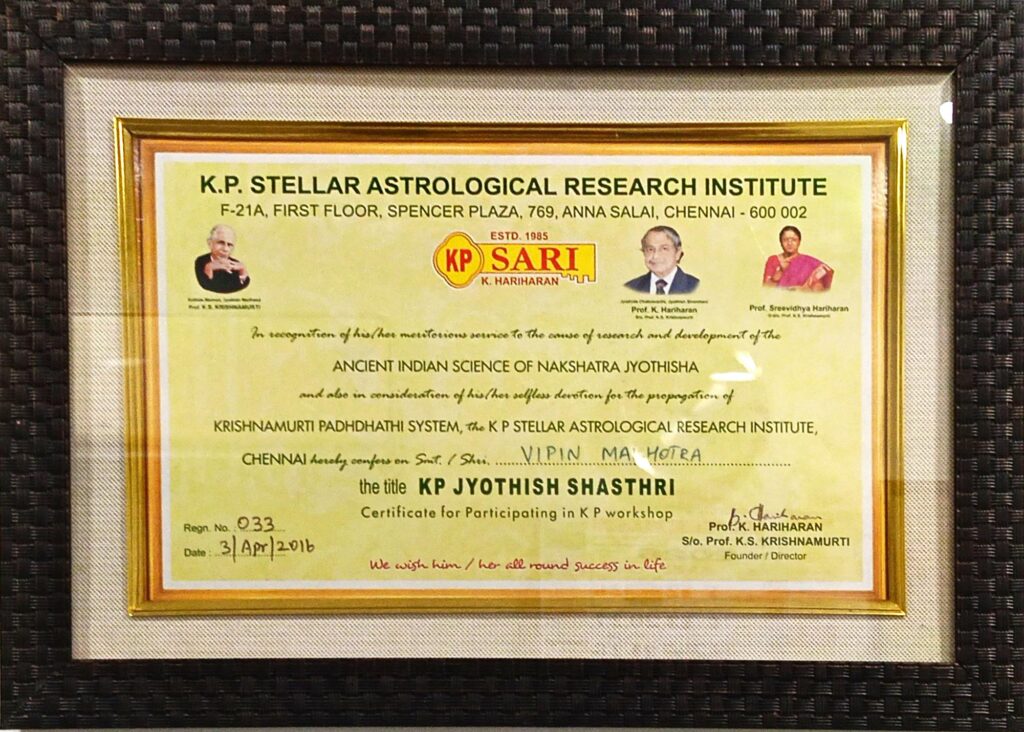 vipin vastu certificate